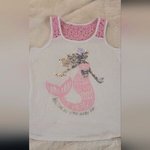 Mermaid Sequin Kids Tank Top - Pink and White